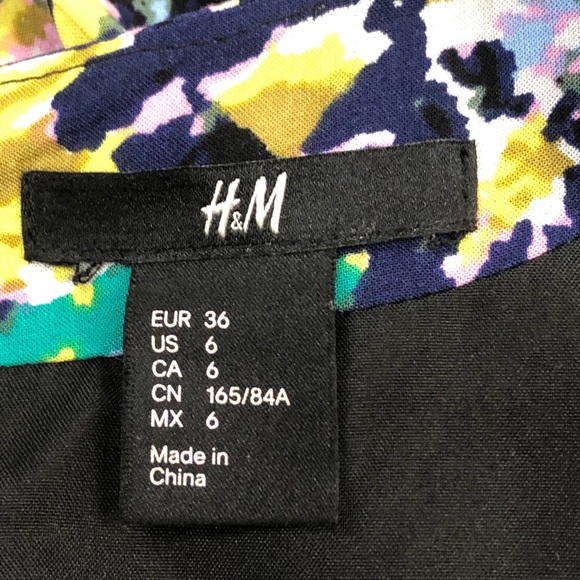 H&M Fitted Yellow Navy Floral Circle Swing Dress - Picture 4 of 14